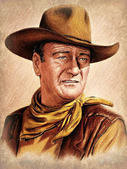 5D DIY Diamond Painting Cowboy John Wayne Full Round Diamond Mosaic Picture of Rhinestones Diamond Embroidery Home Decoration