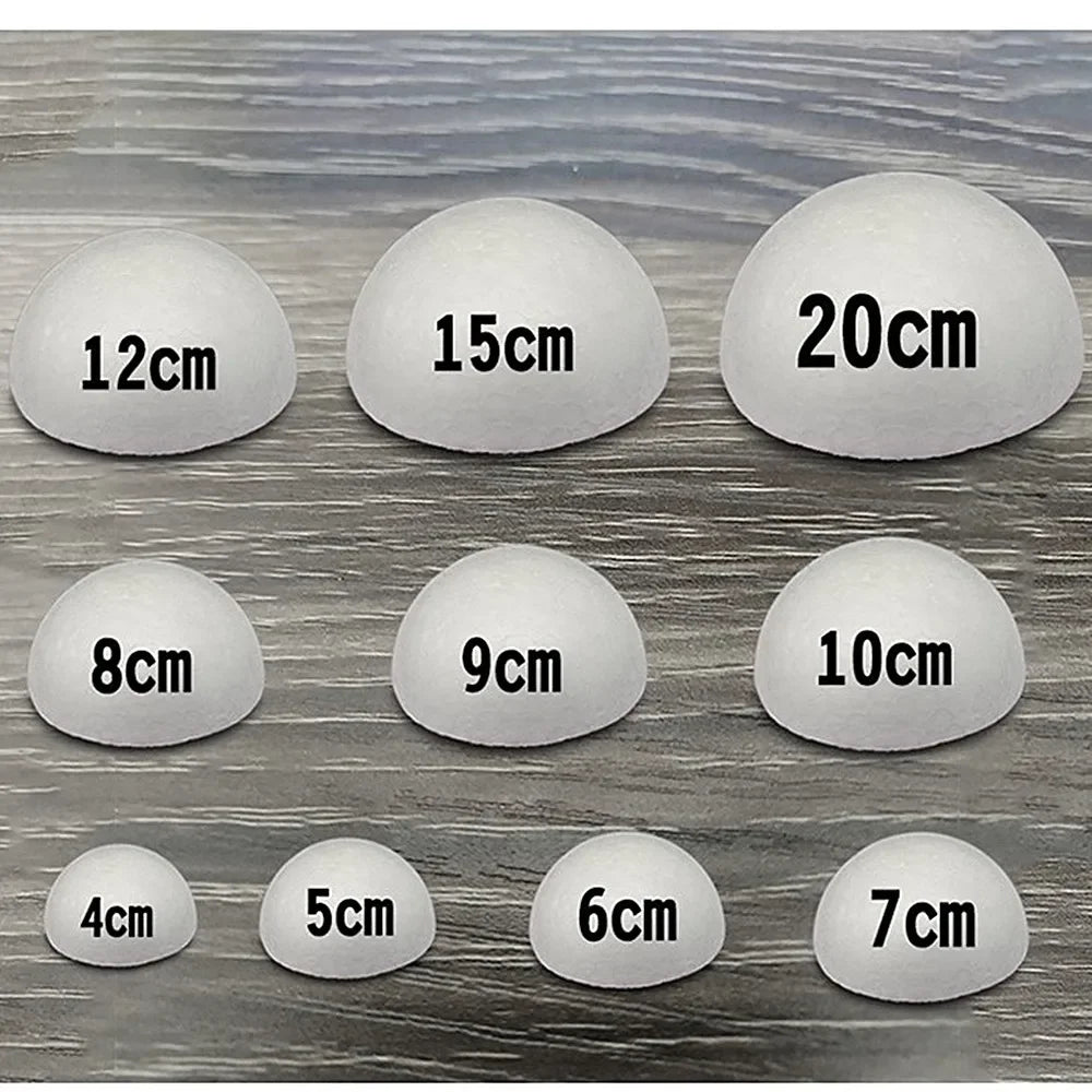 2/4pcs Half Round Solid Polystyrene Styrofoam Foam Balls for Christmas Kids Craft 20cm 7.87 inch 18cm 7.08 inch 15cm 5.905 inch