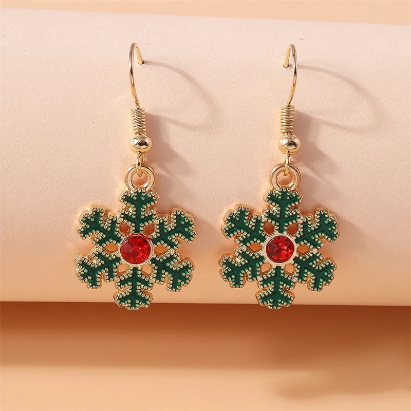 Fashion Merry Christmas Tree Deer Snowflake Santa Claus Drop Earrings for Women Girls New Year Party Festival Jewelry Gifts
