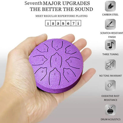 Steel Tongue Drum 4 Inch 9 Notes Percussion Instrument Balmy Drum with Drum Mallets Mini Handpan Drum for Meditation Yoga Majors