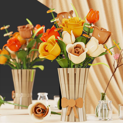 13066 868 + pièces blocs de construction Bouquet de fleurs plante Rose briques modèle enfant bricolage jouets adulte romantique cadeaux de saint valentin
