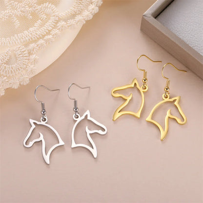 My Shape Boucles d'oreilles tête de cheval pour femme, acier inoxydable, goutte de cheval, boucle d'oreille pendante, bijoux amoureux, cadeaux du Nouvel An