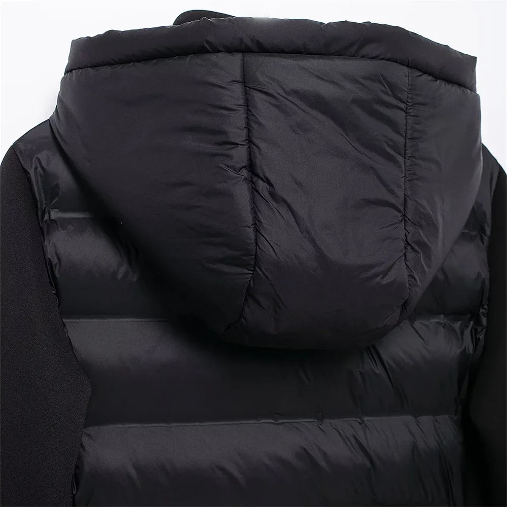 UNIZERA slim fit zipper hooded short warm jacket autumn and winter new product long sleeved solid color women's cotton jacket