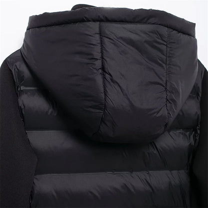 UNIZERA slim fit zipper hooded short warm jacket autumn and winter new product long sleeved solid color women's cotton jacket