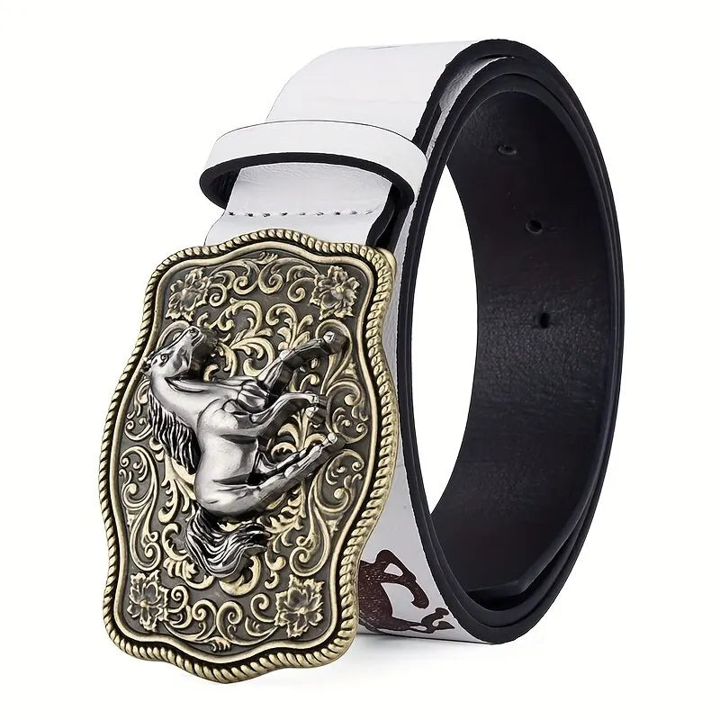 Ceinture de Cowboy pour femmes, ceinture à tête de cheval au galop Cool, ceinture imprimée de Style technique Y2K à la mode pour hommes