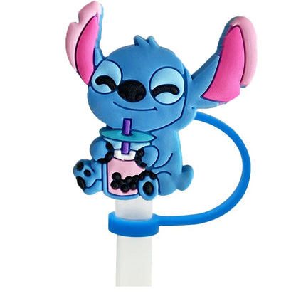 1-8Pcs Stitch Straw Cover Cap, Reusable Dustproof Cup Cover, Cartoon Drink Straw Plug, Splash Proof Straw Cap, Gift for Kids