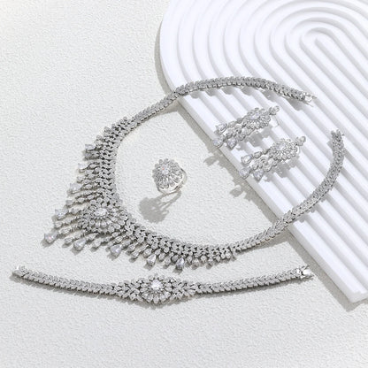 2023 New 4-Piece Set Women's Necklace Set Jewelry Türkiye Jewelry Set Women's Bride Necklace and Earring Set Bracelet