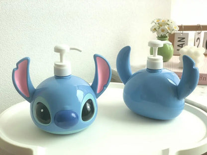 Stitch Sitting Position Lotion Bottle Refillable Pump Container for Shampoo Body Wash Cute Cartoon Travel Dispenser Bathroom Use