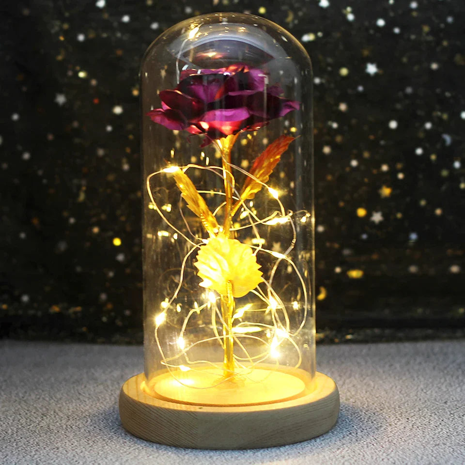 Fleurs lumineuses LED enchantées avec la Belle et la bête, dôme de roses décoratif pour mariage, saint-valentin, cadeau de fête des mères