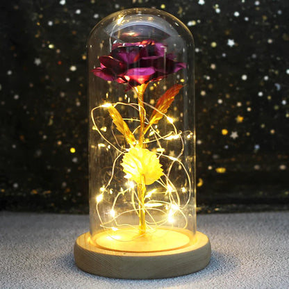 Fleurs lumineuses LED enchantées avec la Belle et la bête, dôme de roses décoratif pour mariage, saint-valentin, cadeau de fête des mères