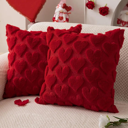 Housse de coussin en peluche pour la saint-valentin, avec coussin Jacquard brodé de cœur, pour décoration de canapé et de salon (oreiller non inclus)