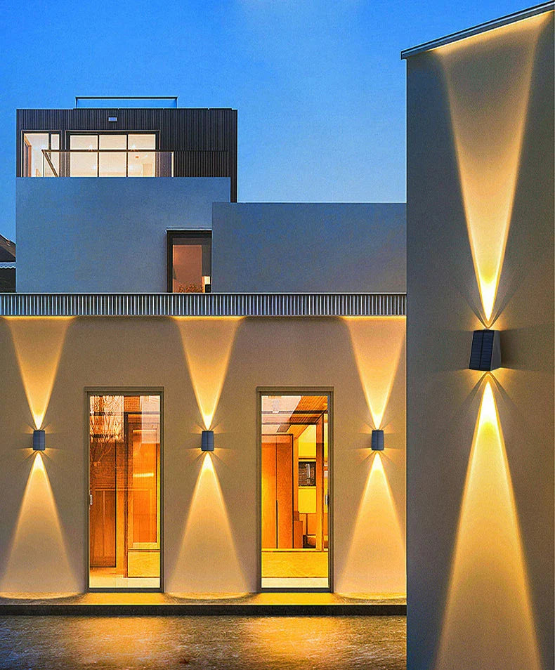 LED lumières solaires extérieur lampe murale à énergie solaire étanche décorations de jardin extérieur lumière du soleil pour rue balcon Villa lampe