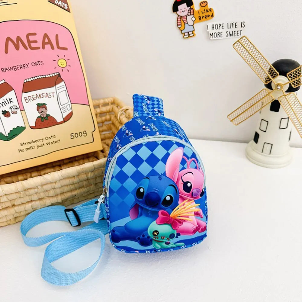 Sacoches à bandoulière Stitch mignon dessin animé, sacs de poitrine Kawaii, sacoche de voyage portable à la mode, sac fourre-tout extérieur, sacs à dos pour enfants, cadeaux