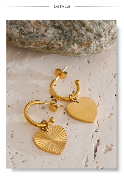 Yhpup – boucles d'oreilles pendantes en forme de cœur en acier inoxydable, pour toutes les Occasions, cadeau de saint-valentin, bijoux classiques antirouille