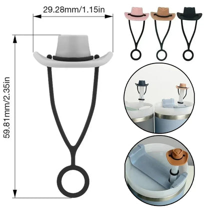 Silicone Cowboy Hat Straw Covers Caps Dustproof Cute Protector Mug Straw Tip for 30 40Oz Tumbler Water Bottle Decor Accessories