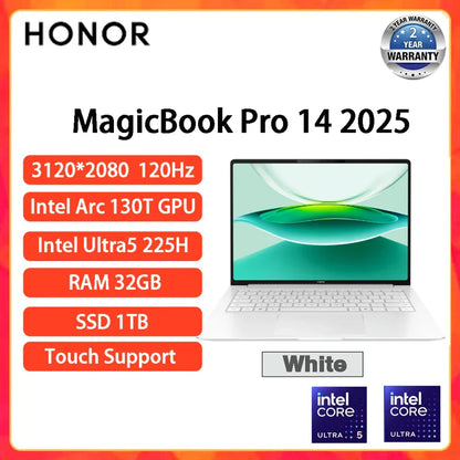 Honor MagicBook Pro 14 Laptop AI Thin Notebook 14.6-inch U5-225H U9-285H 16G/32G 1T 3.1K Screen 92Wh