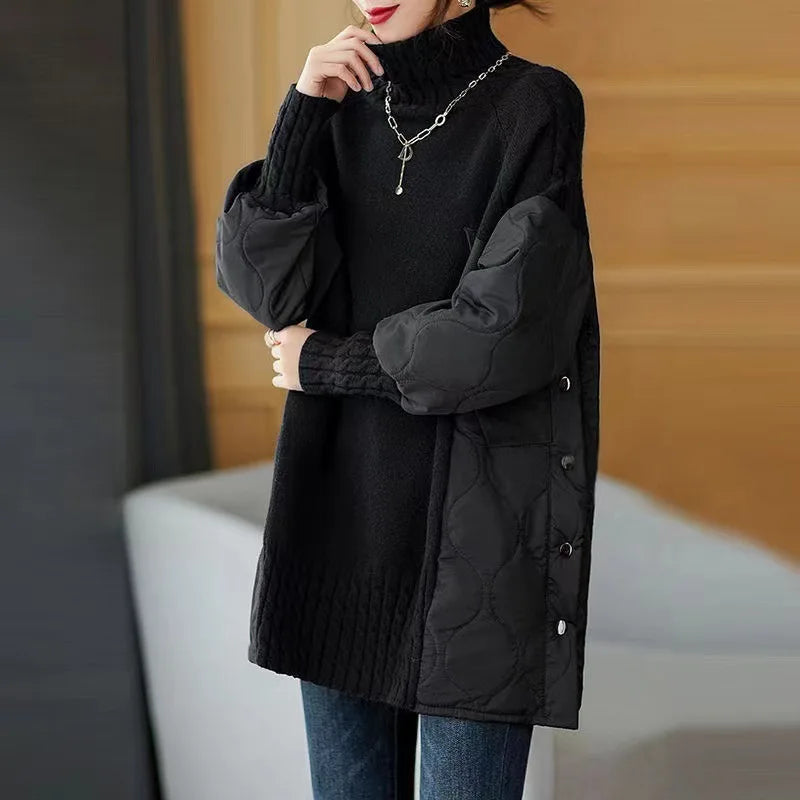 Women's Long Sleeve Turtleneck Sweater Autumn Winter Loose Knitted Sweaters Korean Casual Oversized Ladies Pullover Clothing