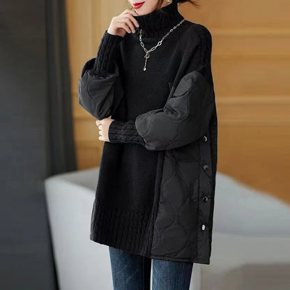 Women's Long Sleeve Turtleneck Sweater Autumn Winter Loose Knitted Sweaters Korean Casual Oversized Ladies Pullover Clothing