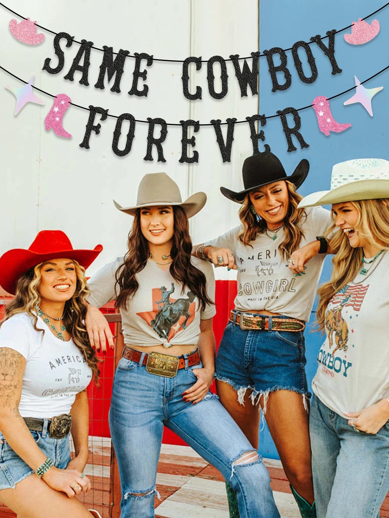 Bannière «mêmes Cowboy Forever» de Cowgirl occidentale pour les dernières décorations de fête d'enterrement de vie de jeune fille Rodeo Hoedown Nash Bash Nashville