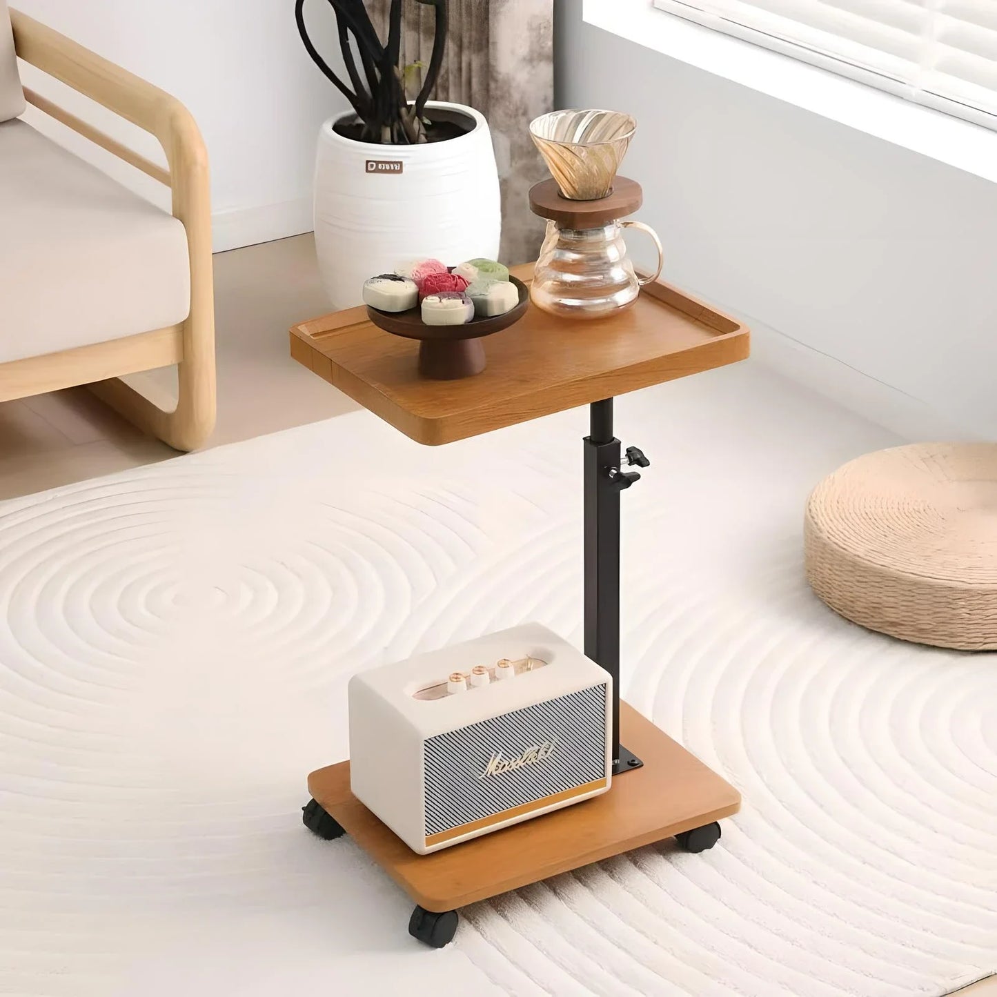 Chariot roulant réglable, Table de chevet, bureau pour ordinateur portable, lit médical pour la maison, plateau alimentaire 360 °   Bureau à domicile de table de plateau de canapé rotatif