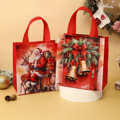 4/8 pièces sac cadeau de noël Santa sac Non tissé décorations de noël pour la maison 2025 cadeaux de noël Navidad Noel sac d'emballage du nouvel an