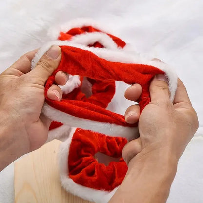 1Pcs Christmas Scrunchies For Women Girls Elastic Hair Rubber Fashion Christmas Ornaments Hair Ring Velvet Ponytail Holder