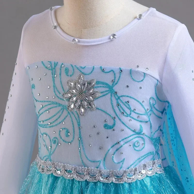 Robe Elsa pour filles de 3 à 10 ans, robe de princesse Elsa pour anniversaire, carnaval, Pâques, Halloween, fête, cosplay, costume pour filles