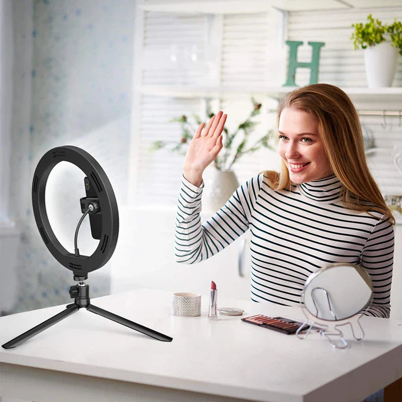 Anneau lumineux LED pour Selfie, lampe chaude et froide avec trépied, télécommande USB à intensité variable pour téléphone, vidéo, lampe de remplissage en direct