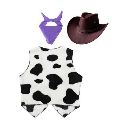 Costumes de Cowboy Western pour Enfants, Tenue de Cowboy pour Bol et Garçons, Chaps Pantalon avec Glaand Bandana Chapeau, Cowgirls fur s Up, ixd'Halloween