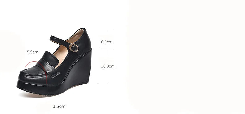 GKTINOO 2025 Compensées Chaussures Femme Printemps Automne À Enfiler Talons Hauts Bout Rond Cuir Véritable Décontracté Plateforme Dames Chaussures Femme