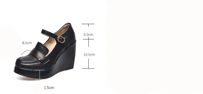 GKTINOO 2025 Compensées Chaussures Femme Printemps Automne À Enfiler Talons Hauts Bout Rond Cuir Véritable Décontracté Plateforme Dames Chaussures Femme