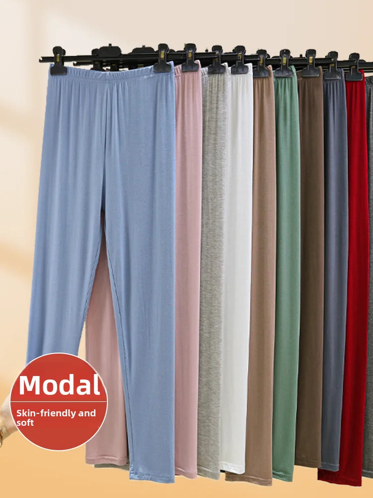 Leggings ajustés taille haute en modal, fins et élastiques, pour le printemps et l'automne, sous-vêtements, vêtements d'intérieur, pantalons longs grande taille