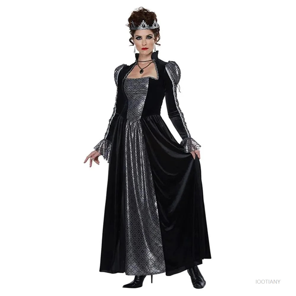 Halloween Jour des Morts Sexy Européen Médiéval Rétro Cour Gothique Reine du Poison Maléfique Vampire Costume Carnaval Fête Diable Sorcière
