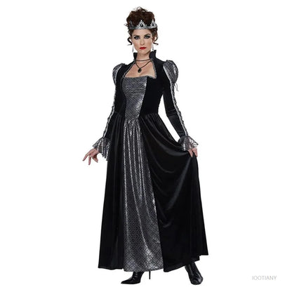 Halloween Jour des Morts Sexy Européen Médiéval Rétro Cour Gothique Reine du Poison Maléfique Vampire Costume Carnaval Fête Diable Sorcière