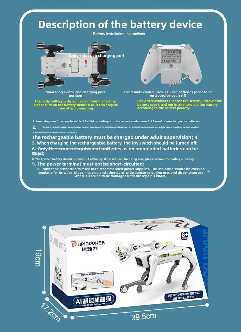 Teeggi électrique RC Robot Intelligent chien avec pince multifonction RC mécanique chien jouet éducatif bionique Robot Intelligent jouet cadeau