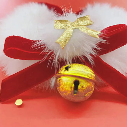 Colliers de noël pour animaux de compagnie, chats et chiens, grands colliers de mariage rouges, cloches à nœud, en peluche, colliers du nouvel an, décorations faites à la main
