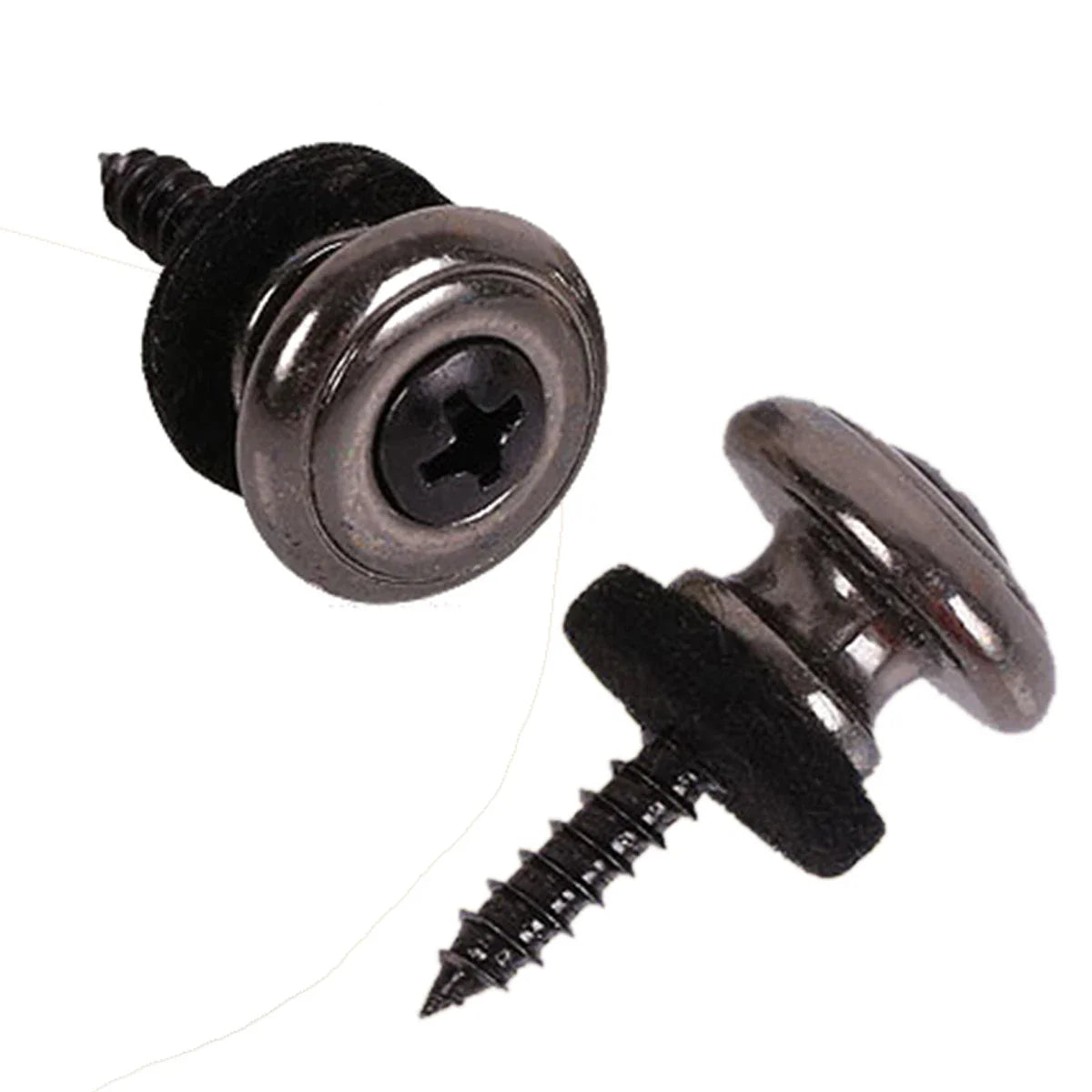 Serrures de sangle de guitare en cuivre chromé, 2 pièces, têtes de champignons, basse, broches, boutons de boucle de ceinture, argent/noir/argent, nouveau