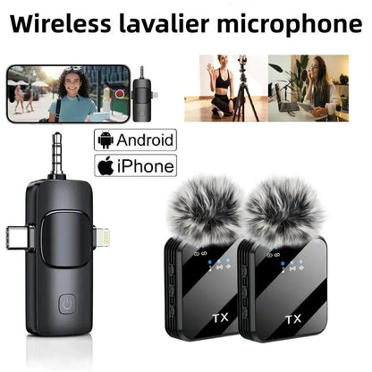 Professional Wireless Lavalier Microphone, ideal for live streaming and recording clear audio without long-distance delay