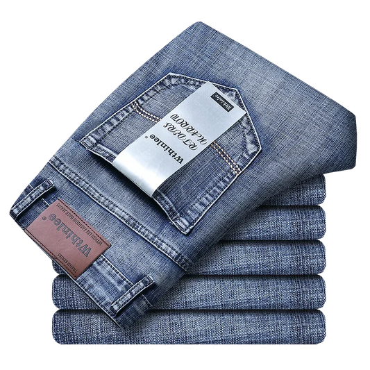 Wthinlee Nouveau Jean Homme Décontracté Coupe Droite Extensible Mode Classique Bleu Noir Pantalon de Travail en Denim Marque Vêtements Masculins