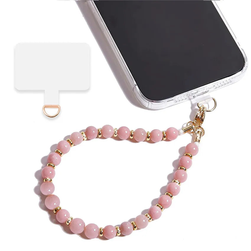 Marble Beaded Phone Wrist Strap, Detachable Cellphone Lanyard with Tether Tab, Hands-Free Wristlet Bracelet, Grip for Women