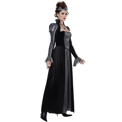 Halloween Jour des Morts Sexy Européen Médiéval Rétro Cour Gothique Reine du Poison Maléfique Vampire Costume Carnaval Fête Diable Sorcière