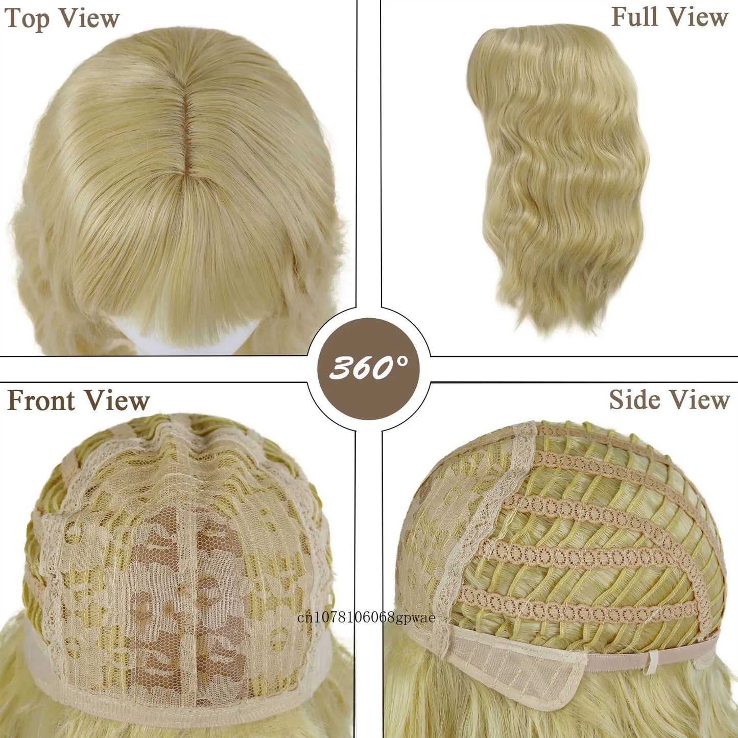 Synthetic Hair Blonde Short Curly Bob Wigs with Bangs Yellow Lolita Cosplay Wig for Women Daily Party Cosplay Heat Resistant