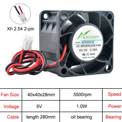 ACP4028 4cm 40mm fan 40x40x28mm DC5V/12V/24V 2pin Axial flow fan cooling fan for 1U 2U power server