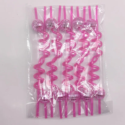 6pcs Mini Disco Cowgirl Hat Disco Plastic Straw 70s Disco Party Decoration Bachelorette Party Western Cowgirl Birthday Supplies