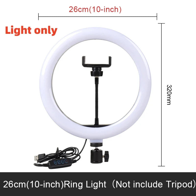 Anneau lumineux LED circulaire avec support pour téléphone, éclairage de studio, lampe pour caméra photo et vidéo YouTube, prise de vue Vlog et selfie