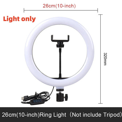 Anneau lumineux LED circulaire avec support pour téléphone, éclairage de studio, lampe pour caméra photo et vidéo YouTube, prise de vue Vlog et selfie