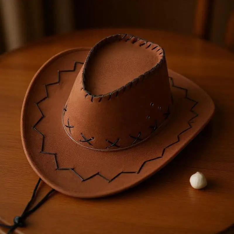 Unisex Western Suede Cowboy Hat, Fashion Cowgirl Cap for Women and Men, Fancy Dress, Party Headwear Accessory
