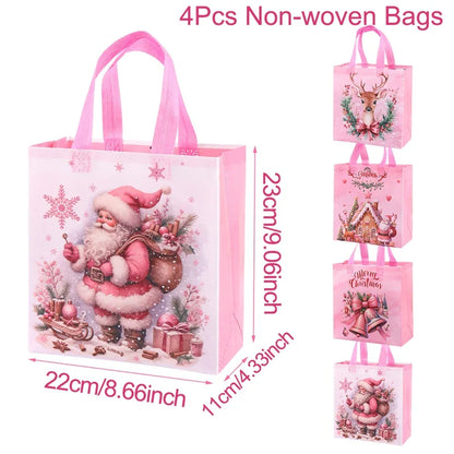 4/8 pièces sac cadeau de noël Santa sac Non tissé décorations de noël pour la maison 2025 cadeaux de noël Navidad Noel sac d'emballage du nouvel an
