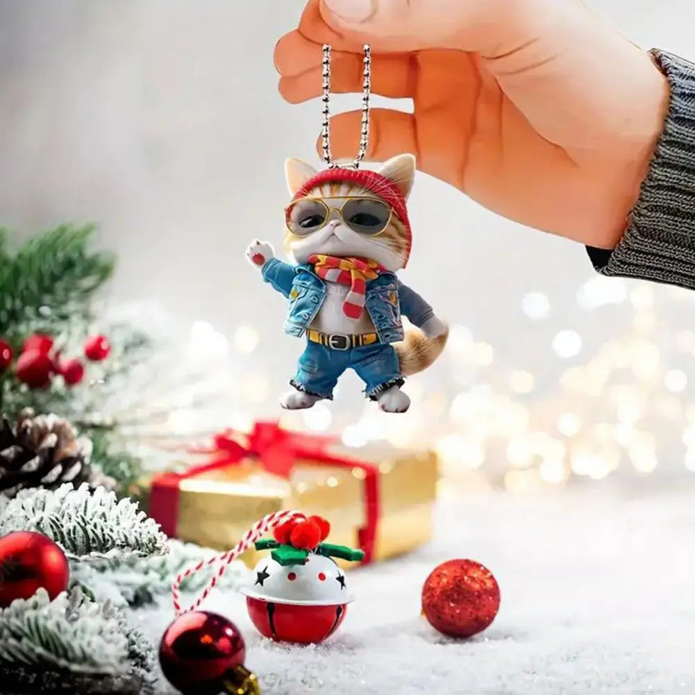 Acrylic Cat Charm for Car Realistic Cat Pendant Car Ornament Hanging Decor for Car Lovers Acrylic Charm Party Festival Gift