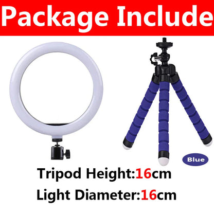 Anneau lumineux LED pour Selfie, 10 pouces, lampe de remplissage à intensité variable pour photographie, avec Mini trépied, pour téléphone portable, vidéo en direct, Studio Photo